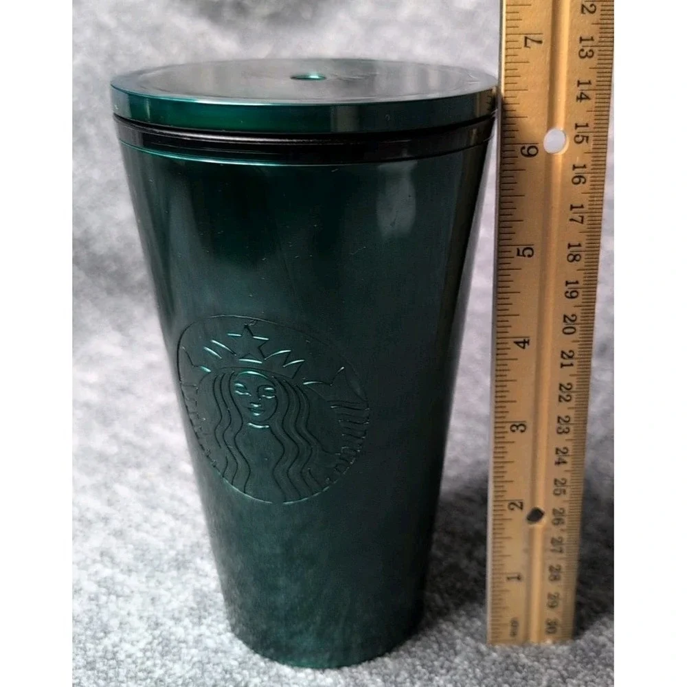 Starbucks Emerald Green Marble Swirl 16oz Grande Cold Cup Used No Straw